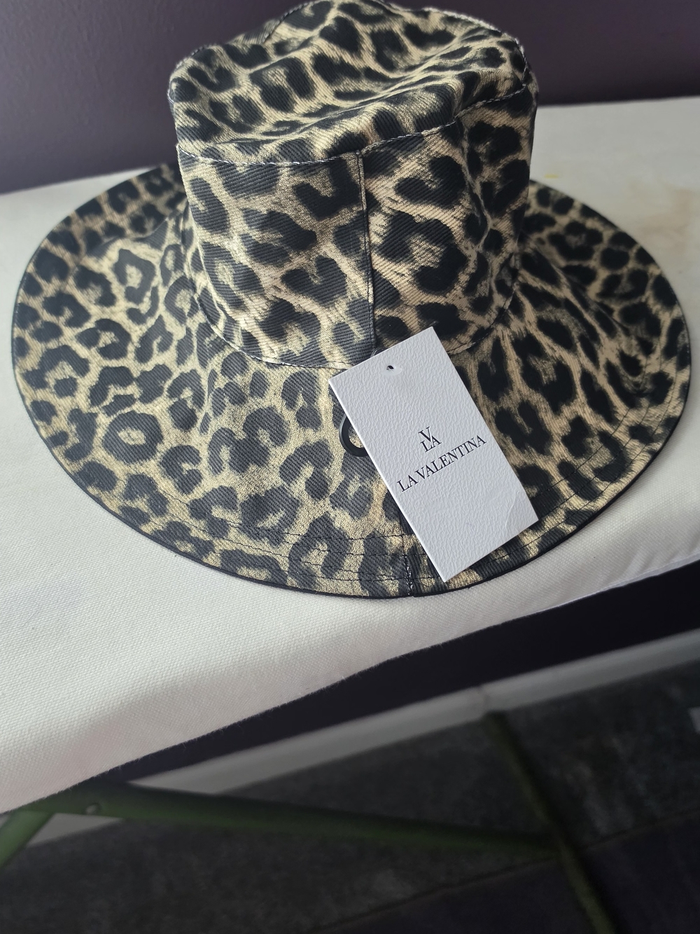 Valentina Leopard-Print Wide Brim Fedora in Tan and Black